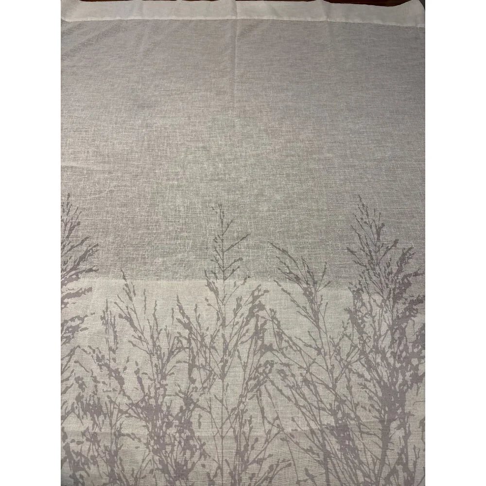 Gray & White Neutral Botanical Print Curtains,‎ 4 full length panels